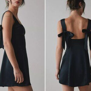 UO Bri Double Bow Satin Mini Dress!